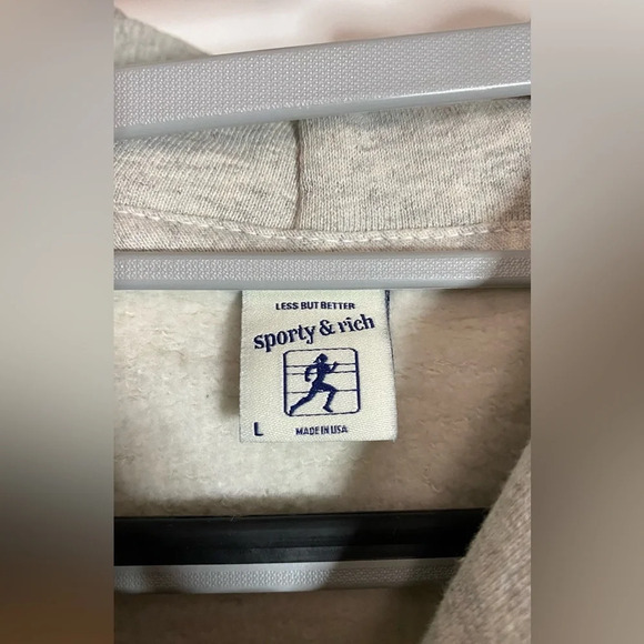 NWOT SPORTY & RICH Gray/Green Crown Cotton Blend Hoodie Large - Picture 9 of 16